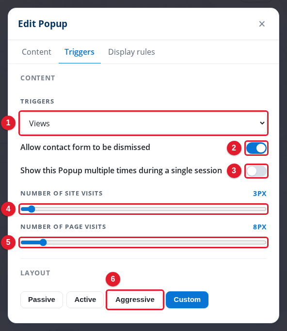 The Triggers tab