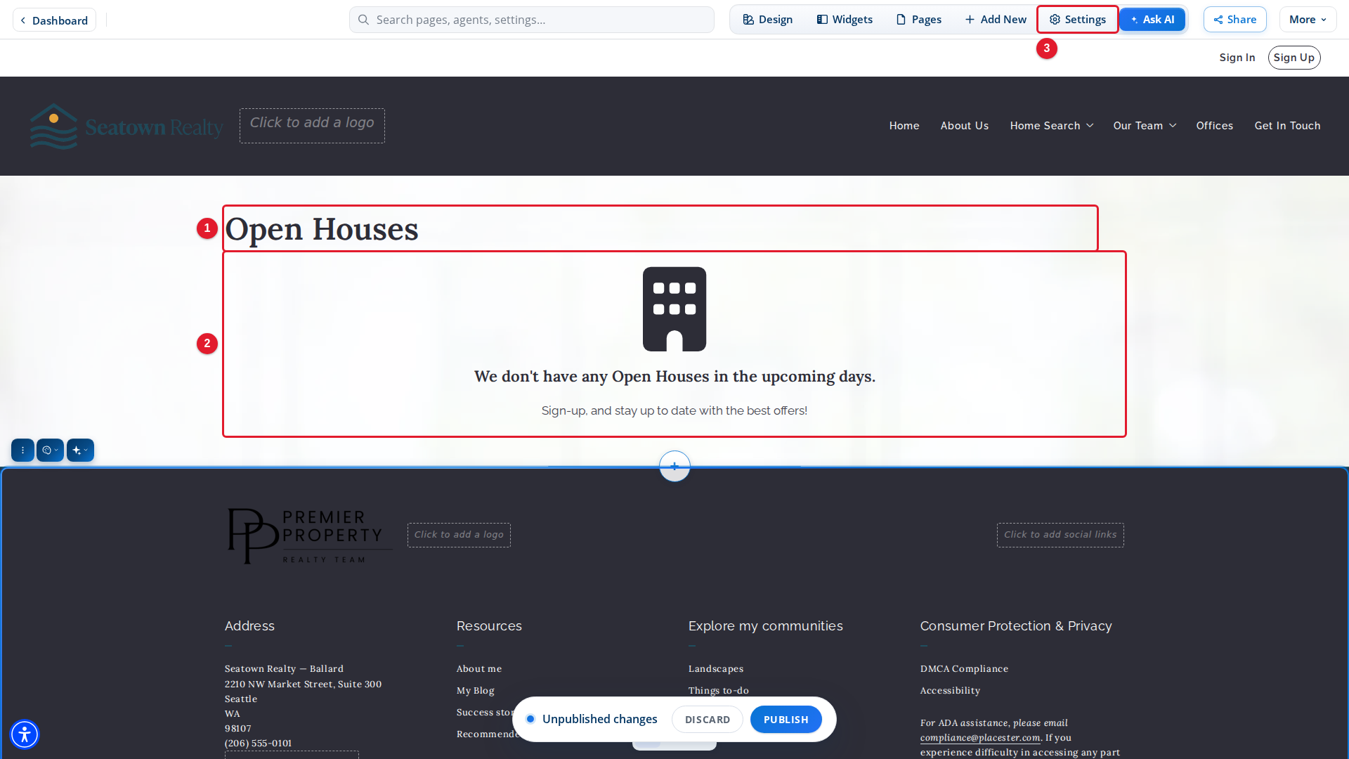 A new Open Houses page
