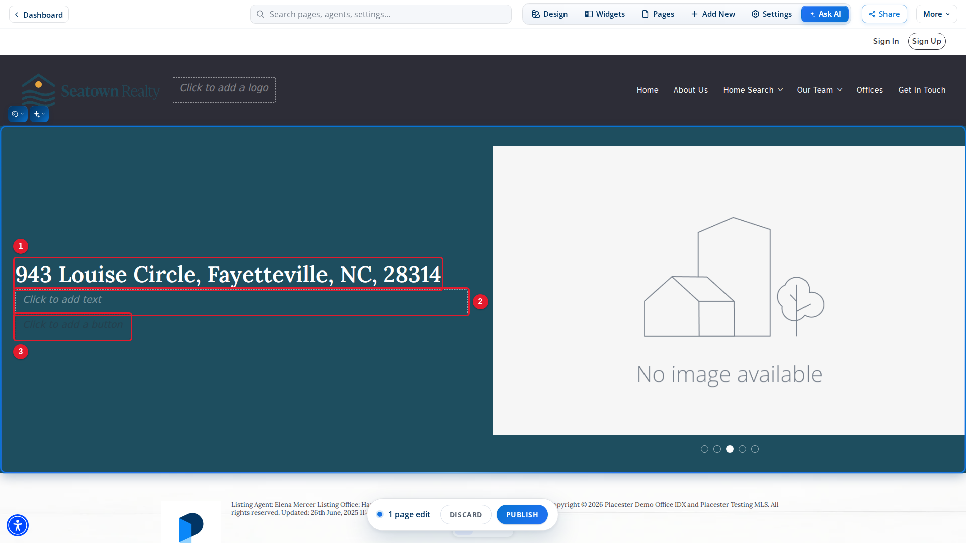 The hero of a Property Landing Page