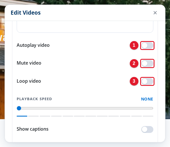The playback options of a video