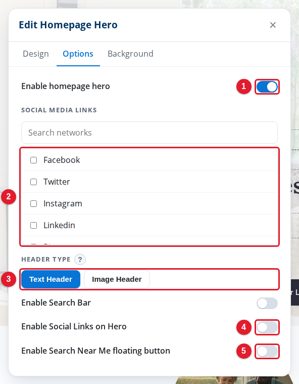 The Options tab