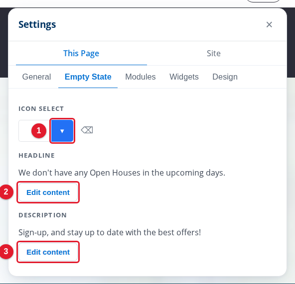 The Empty State tab