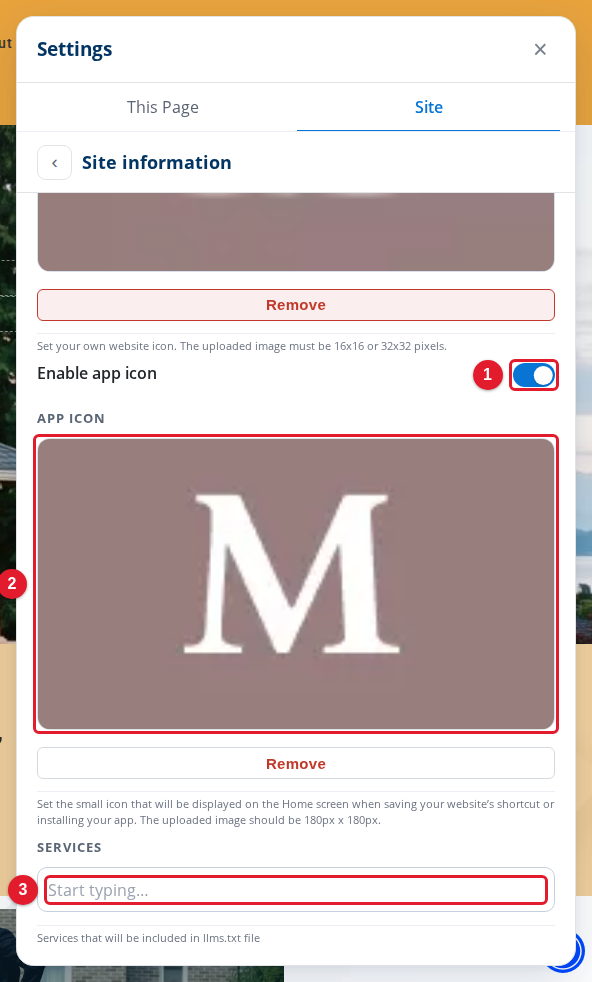 The app icon setting