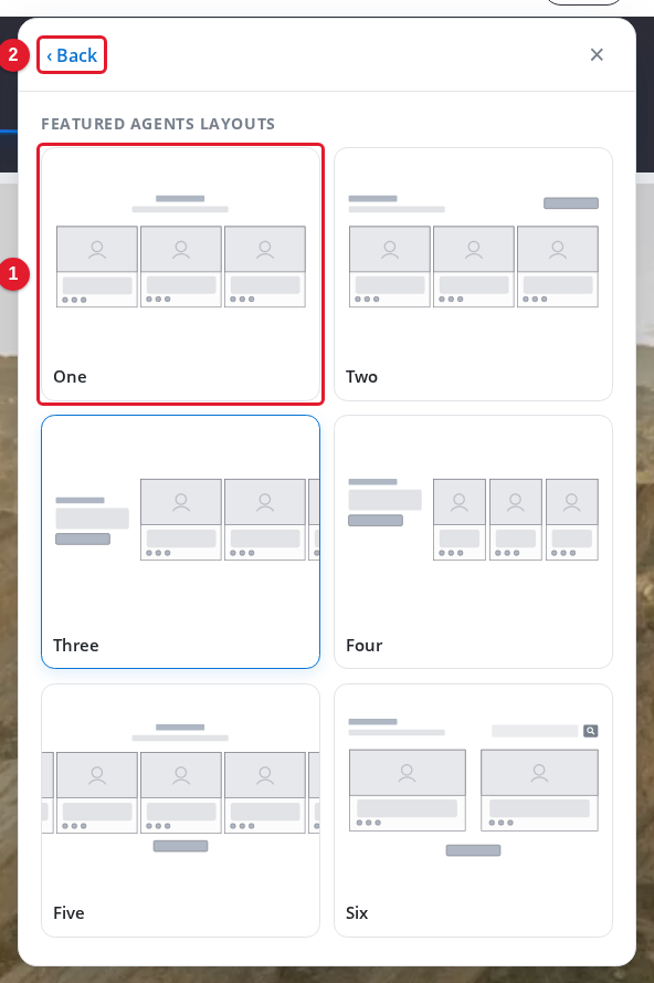 The Featured Agents layouts in the Add module panel