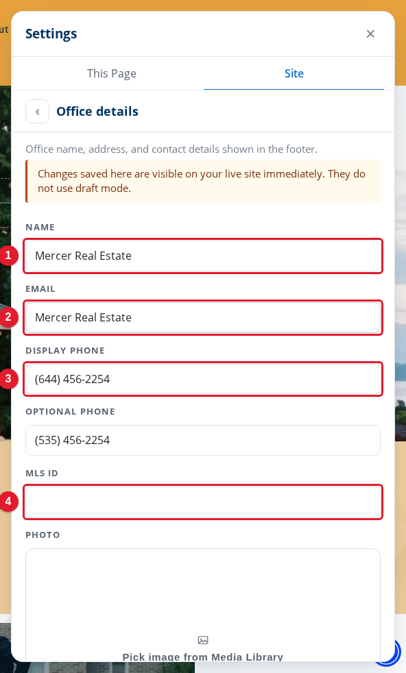 The top of the Office details panel