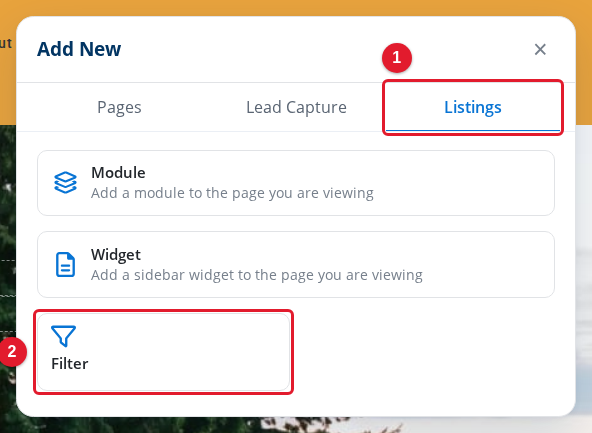 The Listings tab of Add New