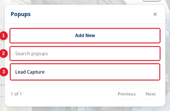 The Popups list