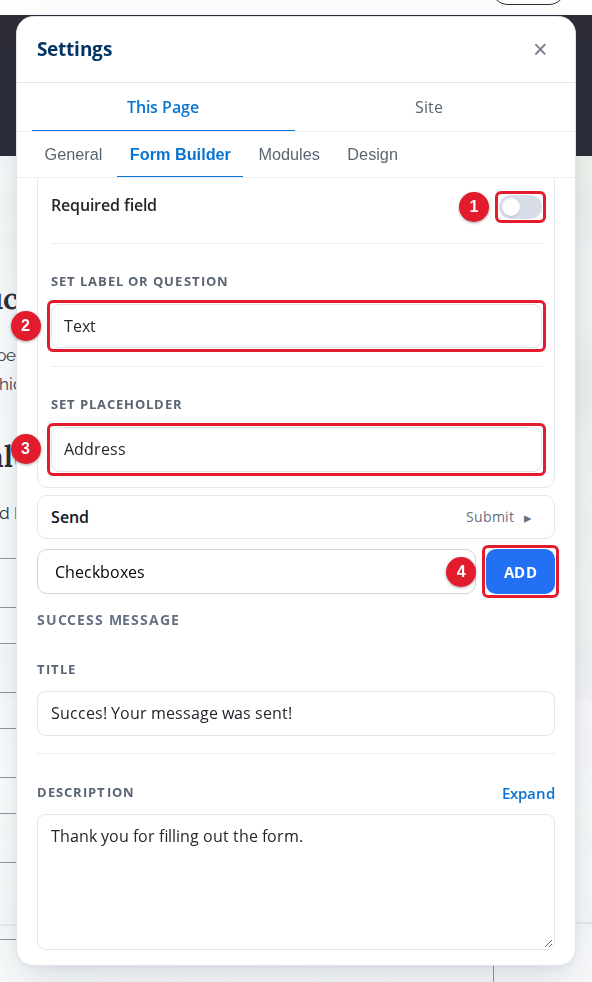 An open form field and the button that adds a field