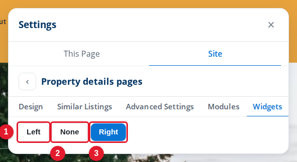 The Widgets tab