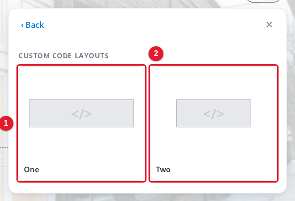The two Custom Code layouts