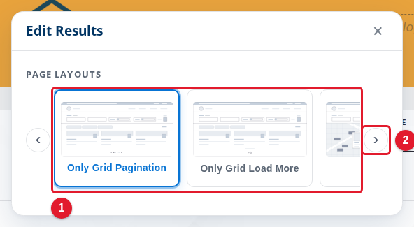 The Page layouts choices in Edit Results