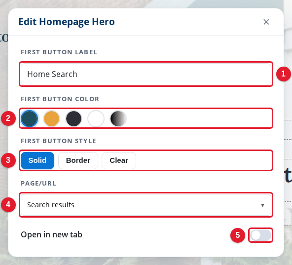 The panel of the first hero button