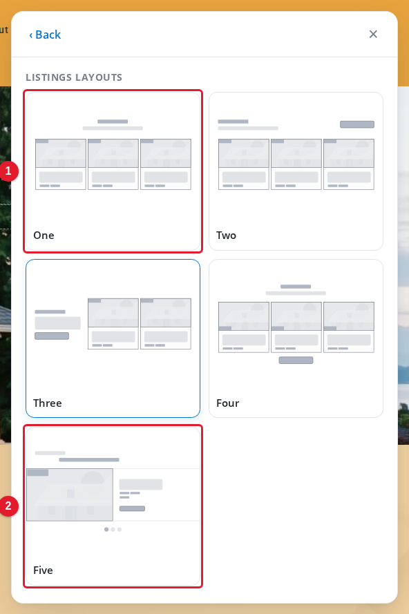 The Listings module layouts