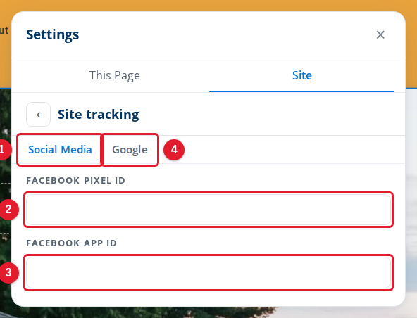 The Social Media tab of Site tracking