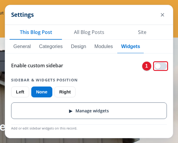 The Widgets tab of This Blog Post