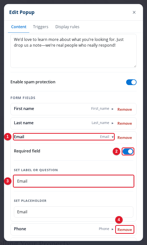 A form field with its settings